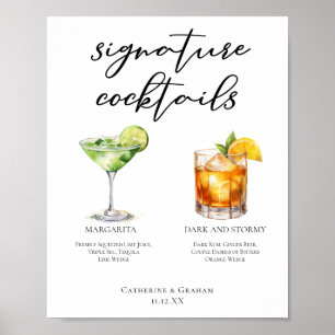 Margarita Dark & Stormy Signature Cocktails Menu Poster