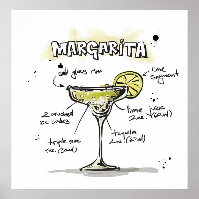 Margarita Drink Recipe Design Poster (Front)