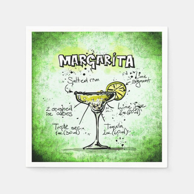Margarita Drink Recipe Napkin (Front)