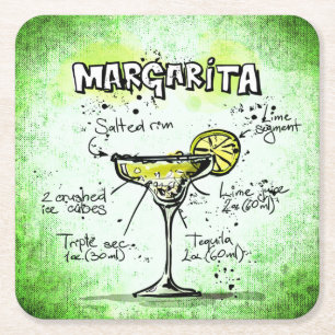 Margarita Drink Recipe Square Paper Coaster