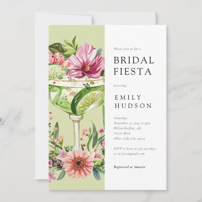 Margarita Fiesta Floral Bridal Shower Invitation (Front)