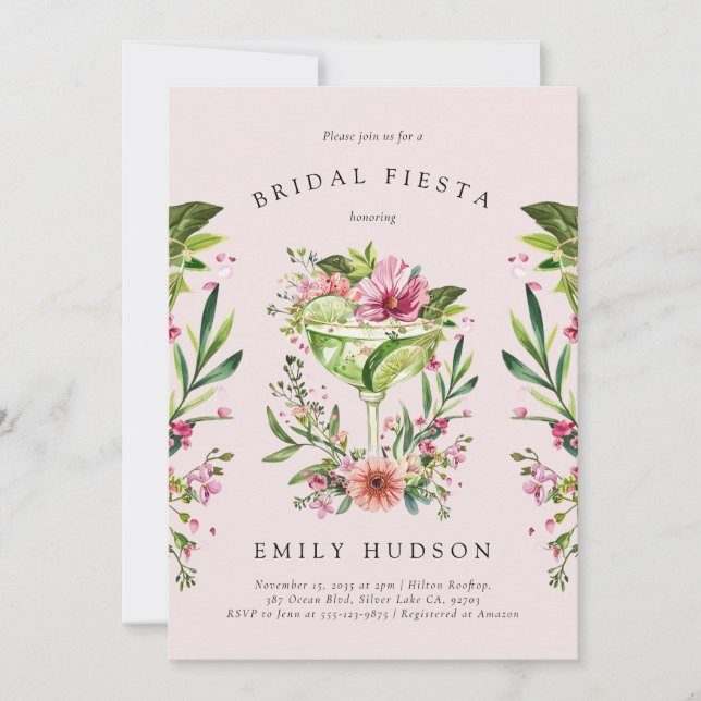 Margarita Fiesta Floral Bridal Shower Invitation (Front)