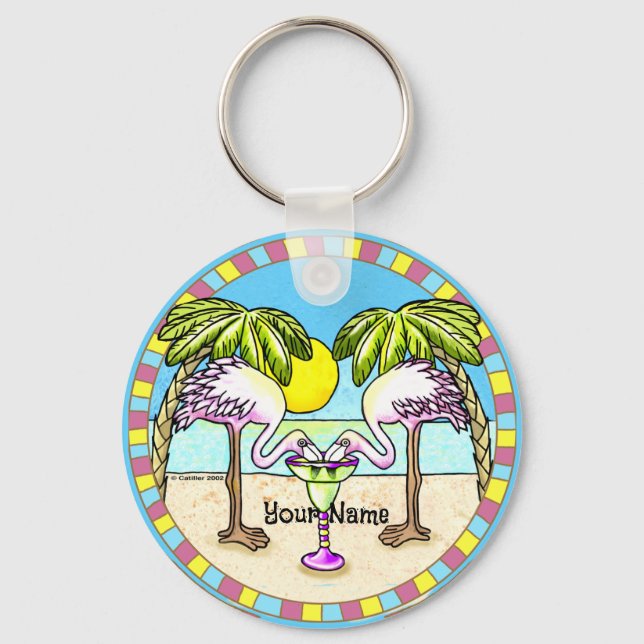 Margarita Flamingo  Key Ring (Front)