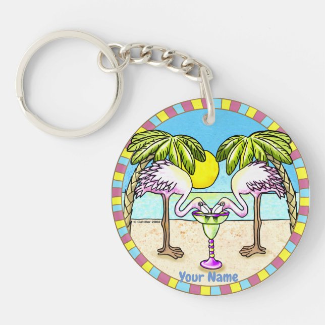 Margarita Flamingo  Key Ring (Front)