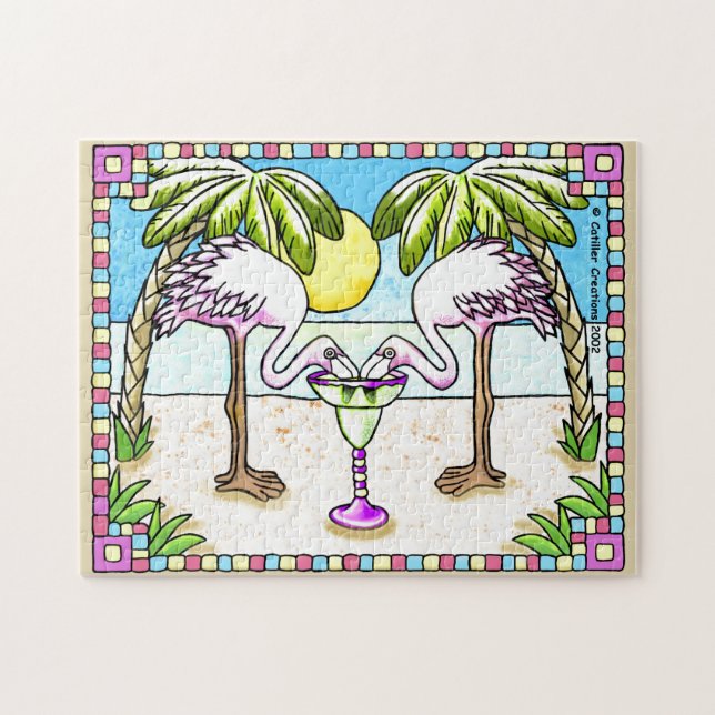 Margarita Flamingos Jigsaw Puzzle (Horizontal)
