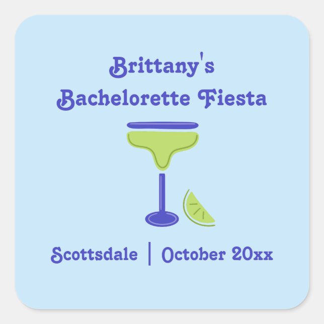 Margarita Lime Bachelorette Fiesta Party Favour Square Sticker (Front)