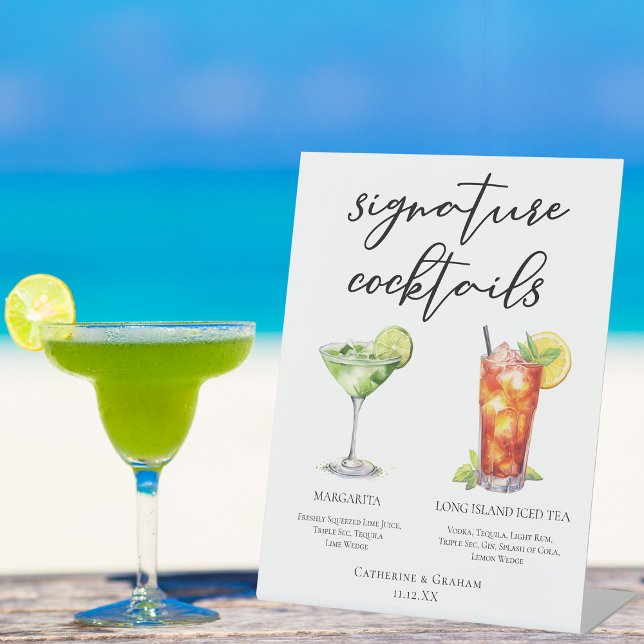 Margarita Long Island Tea Signature Cocktails Menu Pedestal Sign (Creator Uploaded)