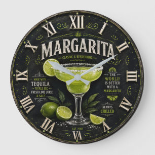 Margarita Mexican Cocktail Tequila Home Bar Large Clock