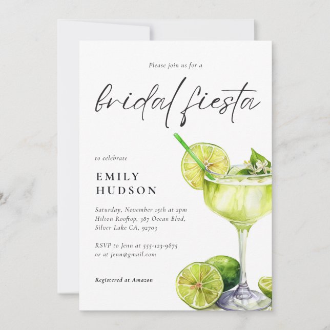 Margarita Mexican Fiesta Floral Bridal Shower Invitation (Front)