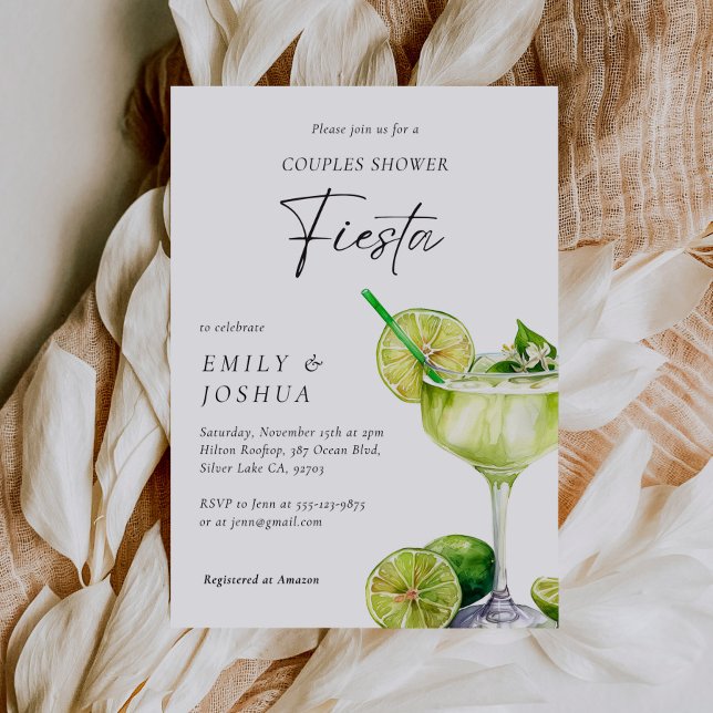Margarita Mexican Fiesta Floral Couples Shower Invitation (Creator Uploaded)