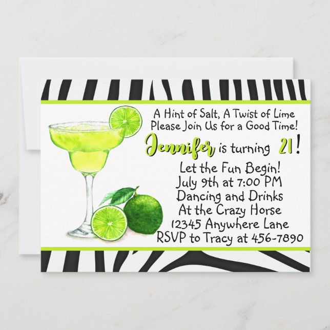 Margarita Milestone Birthday Party Invitations (Front)