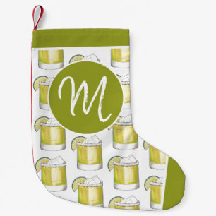 Margarita Mixed Drink Cocktail Bartender Monogram Small Christmas Stocking