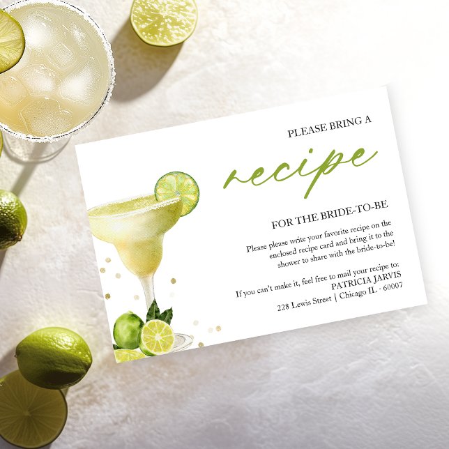 Margarita Party Bridal Shower Recipe Request Invitation (Creator Uploaded)