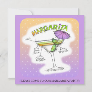 MARGARITA RECIPE COCKTAIL ART INVITATION