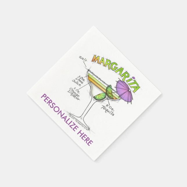 MARGARITA RECIPE COCKTAIL ART NAPKIN (Corner)