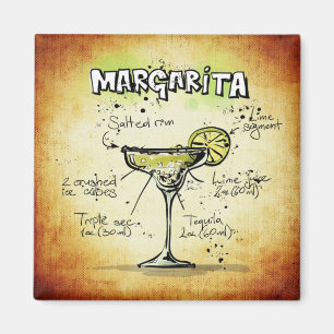 Margarita Recipe Gold Bar Magnet