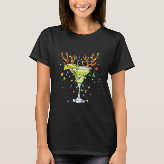 Margarita Reindeer Christmas Drinking T-Shirt (Front)
