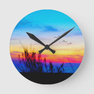 Margarita Sunset Round Clock