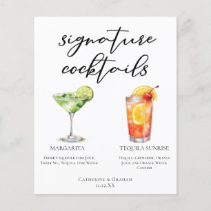Margarita Tequila Sunrise Wedding Cocktails Menu