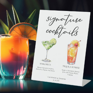 Margarita Tequila Sunrise Wedding Cocktails Menu Pedestal Sign