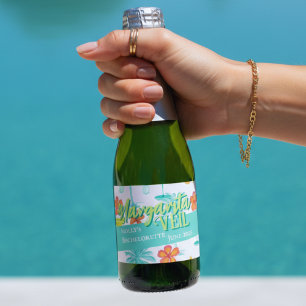 Margarita Veil Bachelorette Party Illustrated Sparkling Wine Label