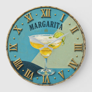 Margarita Vintage Cocktail Home Bar Large Clock