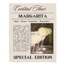 Margarita Vintage Style Newspaper Art Print