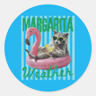 Margarita Weather Racoon Funny Summer Feral Classic Round Sticker