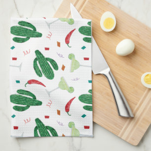 Margaritas and Chili Peppers Fiesta Theme Tea Towel