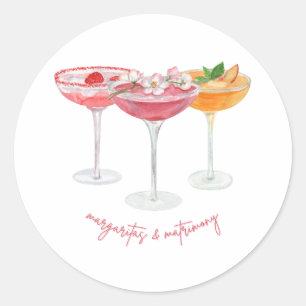 Margaritas and Matrimony Colourful Margaritas Classic Round Sticker