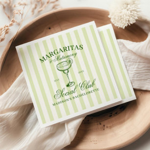Margaritas and Matrimony Green Striped Napkin