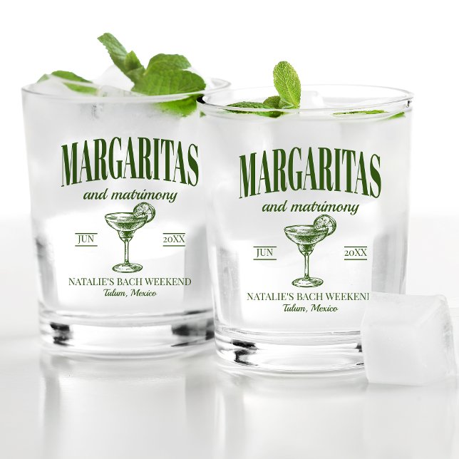 Margaritas And Matrimony Personalised Bachelorette Whiskey Glass (Creator Uploaded)