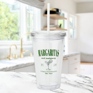 Margaritas And Matrimony Personalized Bachelorette Acrylic Tumbler