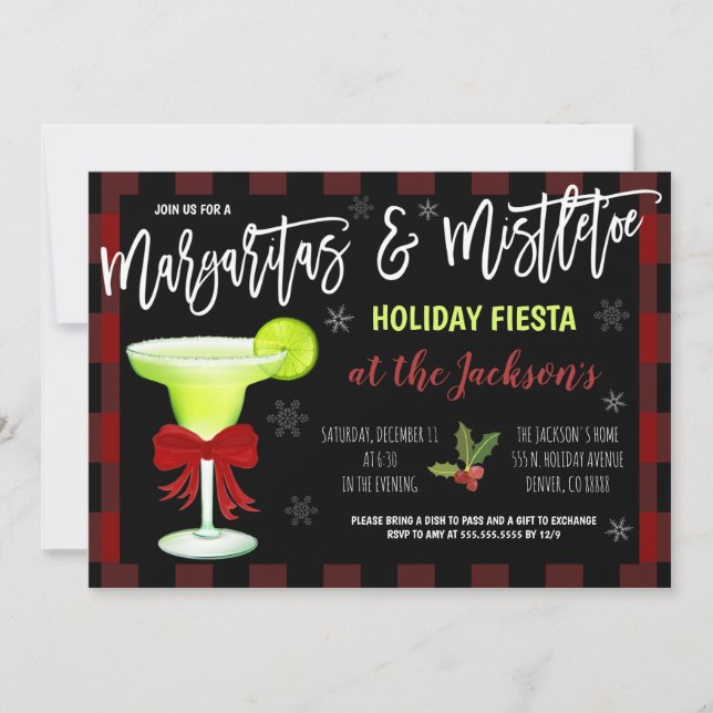 Margaritas and Mistletoe Christmas Invitation (Front)