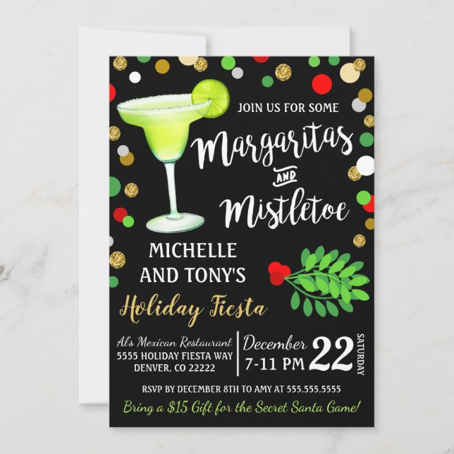 Margaritas and Mistletoe Christmas Invitation (Front)
