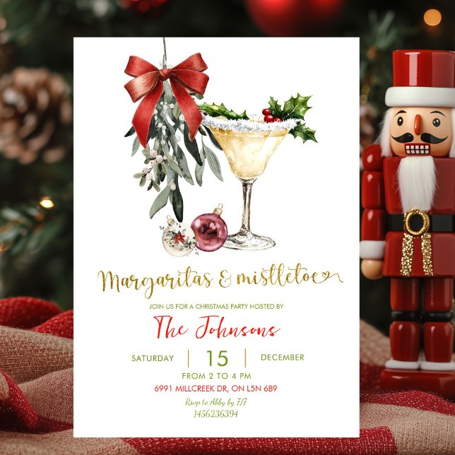 Margaritas and Mistletoe Friendsmas Party Invitation (Creator Uploaded)