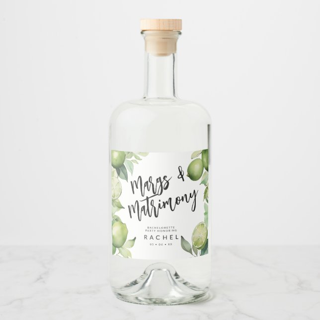 Margaritas green limes and foliage liquor bottle label (Front)