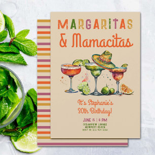 Margaritas Mamacitas Colourful Fiesta 30th Birthda Invitation