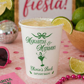 Margaritas & Matrimony Bachelorette Fiesta Party Paper Cups