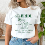 Margaritas & Matrimony Bachelorette The Bride T-Shirt<br><div class="desc">This design features trendy bold text with hand drawn cocktails and a green margarita theme.</div>