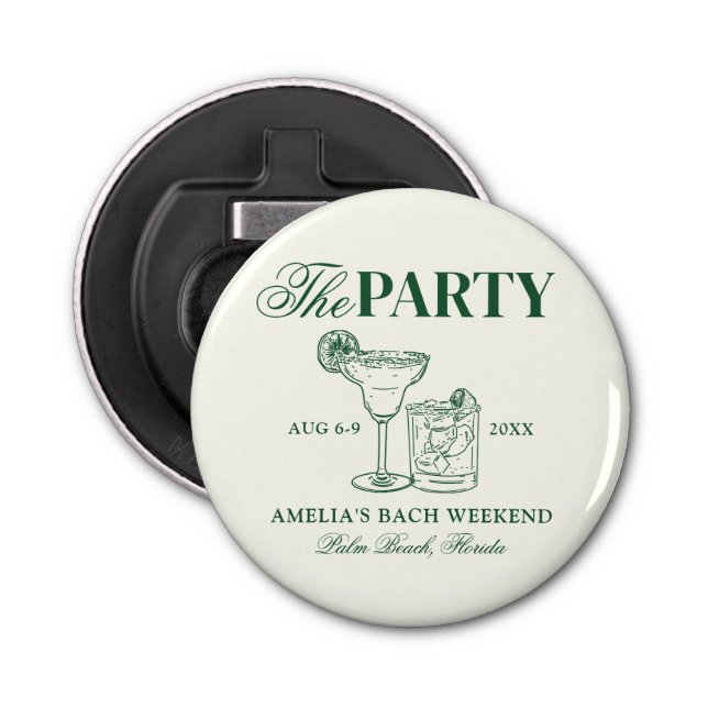Margaritas & Matrimony Bachelorette The Party Bottle Opener (Front)