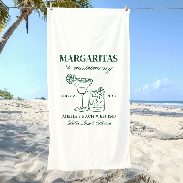 Margaritas & Matrimony Bachelorette Weekend Beach Towel (Creator Uploaded)
