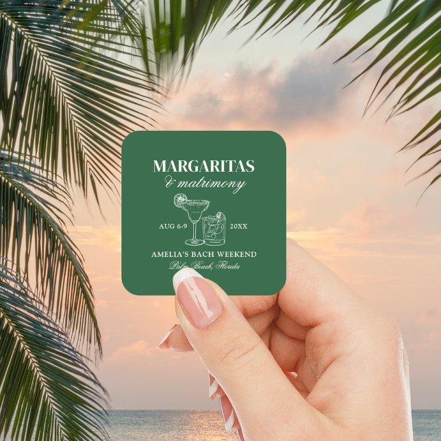 Margaritas & Matrimony Bachelorette Weekend Square Sticker (Creator Uploaded)