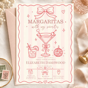Margaritas pool scribble Party Cocktail Bridal  Invitation