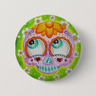 Margaritas skull 6 cm round badge