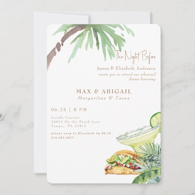 Margaritas & Tacos The Night Before Tropical II Invitation (Front)