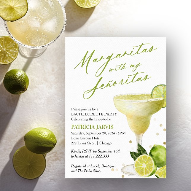 Margaritas With My Señoritas Bachelorette Party Invitation (Creator Uploaded)