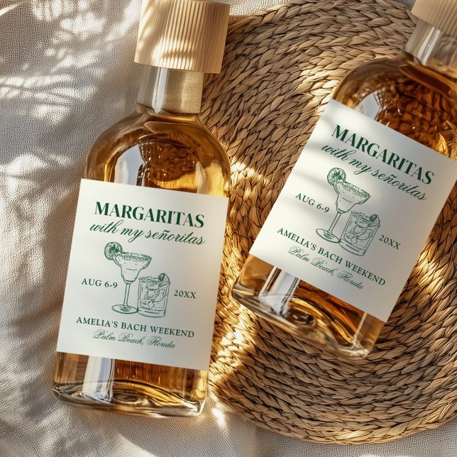 Margaritas With My Señoritas Bachelorette Weekend Liquor Bottle Label (Creator Uploaded)