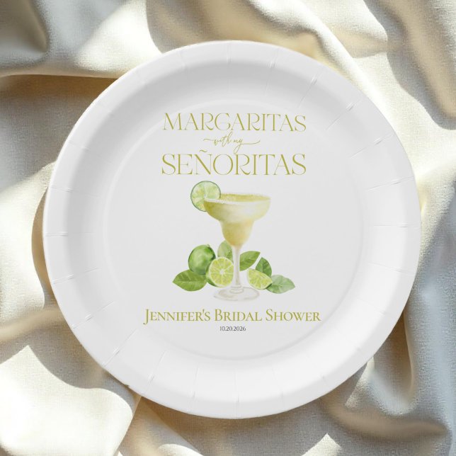 Margaritas With My Señoritas Bridal Shower Paper Plate (Creator Uploaded)