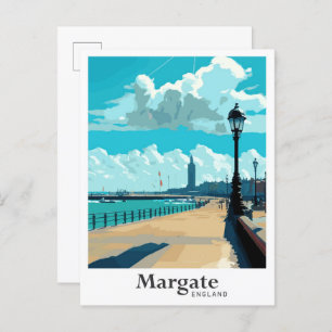 Margate England Art Vintage Travel Illustration Postcard